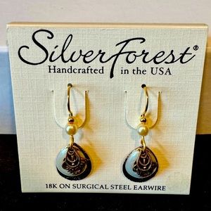 NWT Silver Forest Petite Copper Filagree Teardrop Dangle Earrings